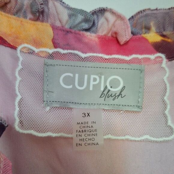 Artsy Cupio Women's Top Abstract Watercolor Floral Pleated Loose Fit Size 3X - Picture 2 of 9